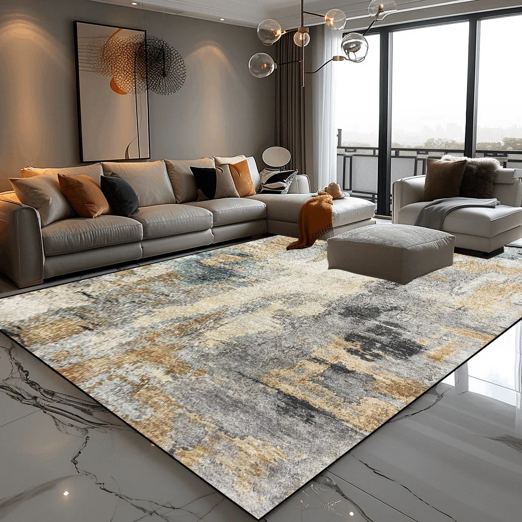 Light Luxury Abstract Carpet for Living Room Modern Decoration Home Sofa Side Floor Mats Non-slip Washable Rugs for Bedroom 2