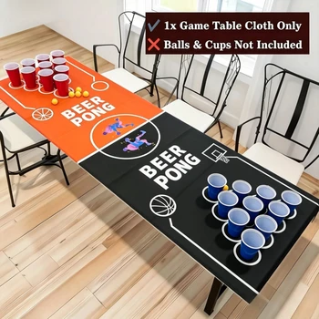 1pc New Beer Pong Table Mat game, Basketball Beer Pong Table Drinking Games Vibrant Beer Party Board Game Mat Adults Party 1