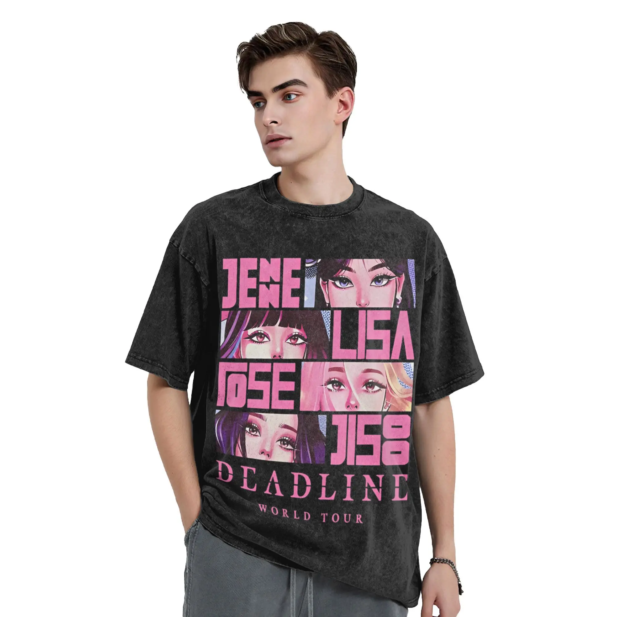 Neuheit Deadline World Tour 2025, T-Shirts für Männer, Rundhalsausschnitt, Baumwolle, gewaschenes T-Shirt, kurzärmeliges T-Shirt, Geschenkidee, Kleidung – Detail 4