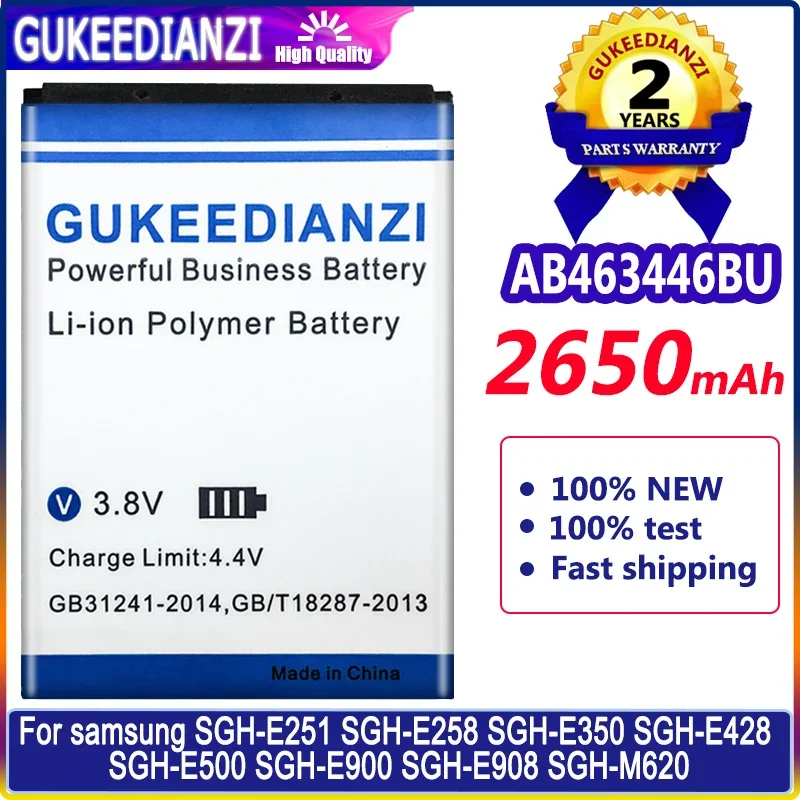 Batteria Gukeedianzi 2650Mah Ab463446Bu Ab043446Be Ab043446Bec Per Batterie Samsung Sgh-E251 Sgh-E258 Sgh-E350 Sgh-E428