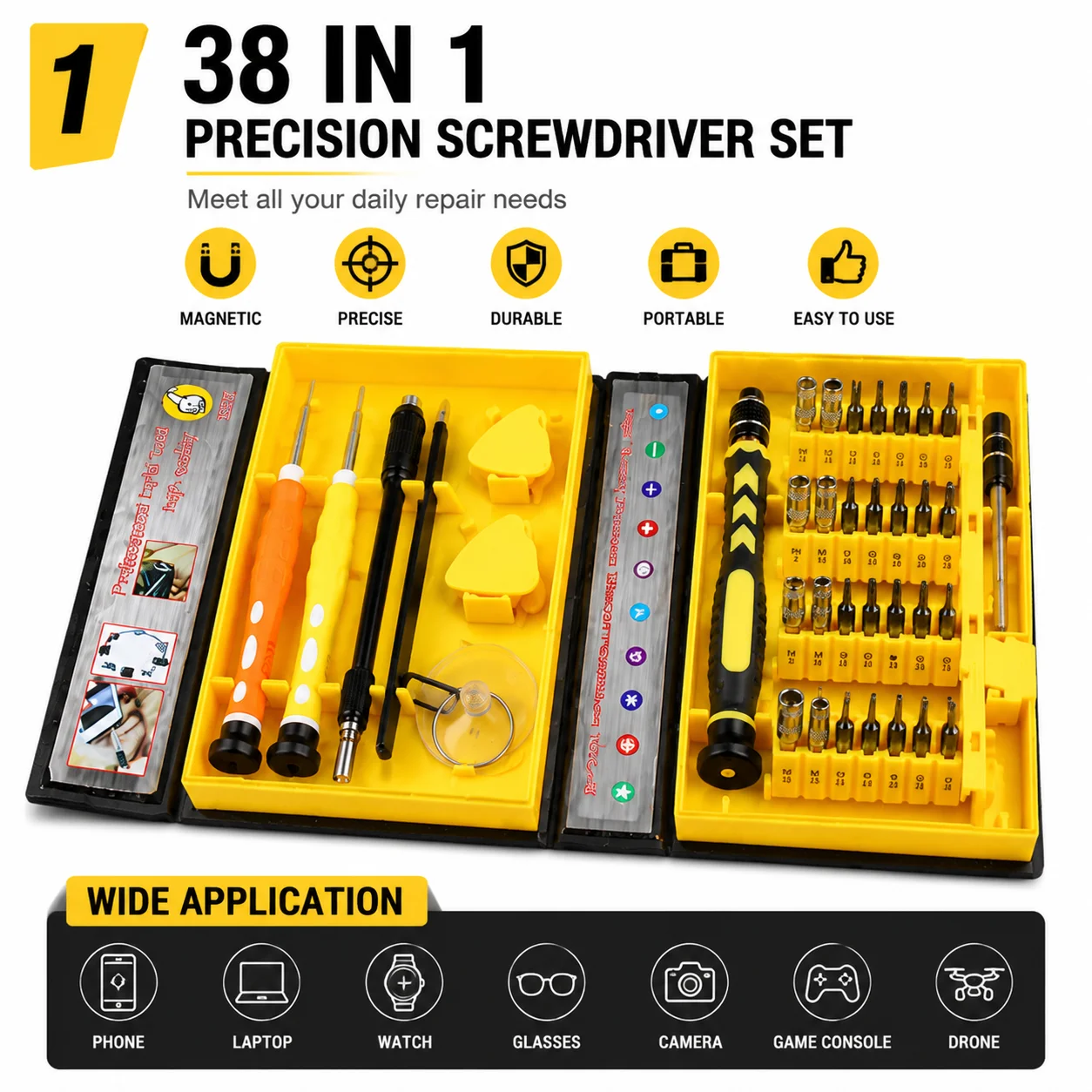 SONGJIATE 38 in 1 자기 정밀 드라이버 세트 수리 도구 키트 멀티 비트 드라이버 키트 아이폰 아이패드 전자제품용 도구