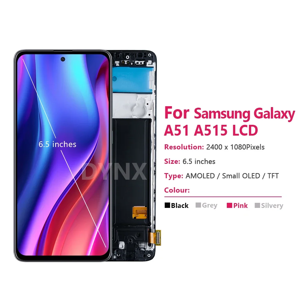 삼성 갤럭시 A51 SM-A515 LCD 디스플레이 터치 스크린, 프레임 디지타이저 어셈블리, AAA + 6.4 인치 OLED 디스플레이