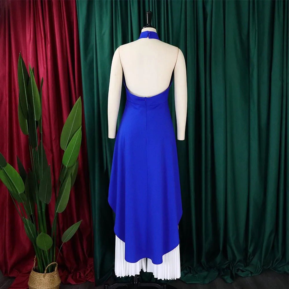 2024 new fashion casual women's suit halter top pleated wide-leg pants two-piece set