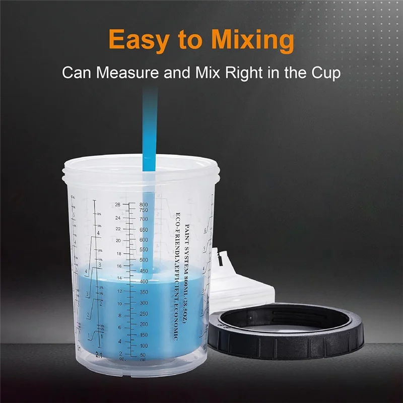 【B07R】페인트 컵 28온스(800Ml) 키트, 컵 50개 및 뚜껑 시스템 1개의 하드 컵 리테이너 링 및 플러그 20개 포함