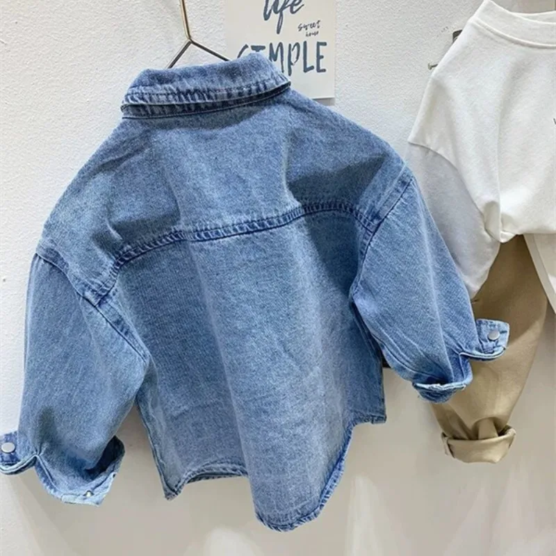 Boys Baby's Kids Blouse Jacket Outwear 2023 New Jean Spring Autumn Shirts Cotton Gift Plus Size Children's Clothing