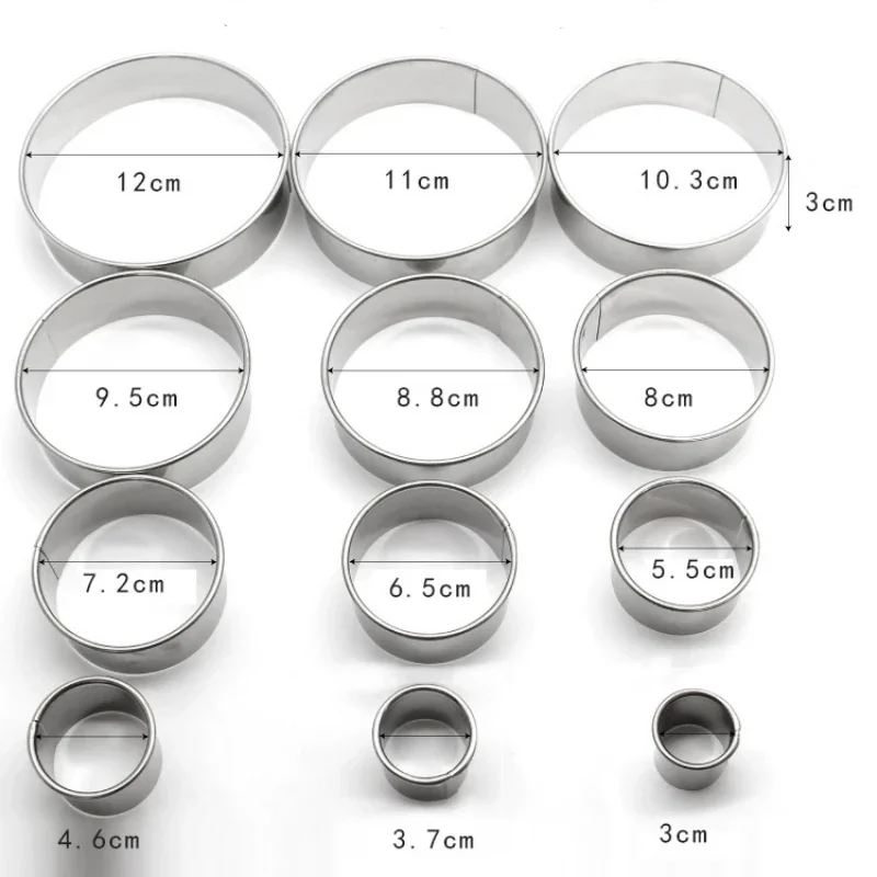 Stainless Steel Cake Cookie Cutter Baking Molds 12Pcs Set