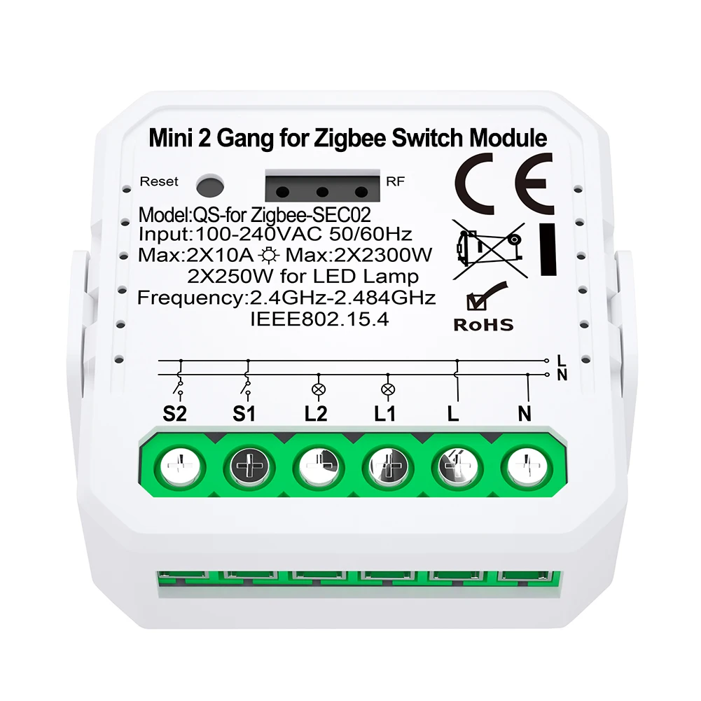

Модуль переключателя для штор Zigbee, инструмент для рулонного затвора, штор с двигателем 1/2, совместим с Alexa и Google Home