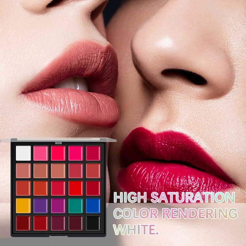 25-Color Matte Lip Palette – Highly Pigmented, Smooth & Blendable, 2-in-1 for Lips & Cheeks, Compact Makeup Palette, Long-Wear