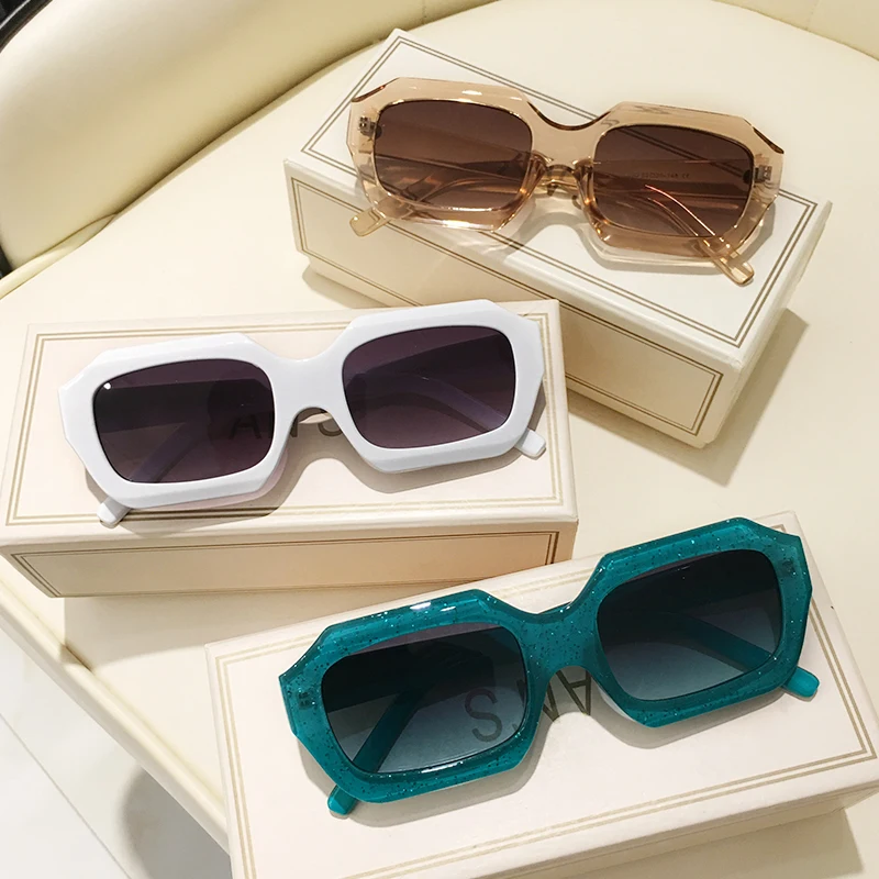 

Rectangle Polygon Sunglasses Women 2023 Luxury Brand Quality Retro Gradient Sun Glasses Irregular Frame Eyewear UV400 Protection