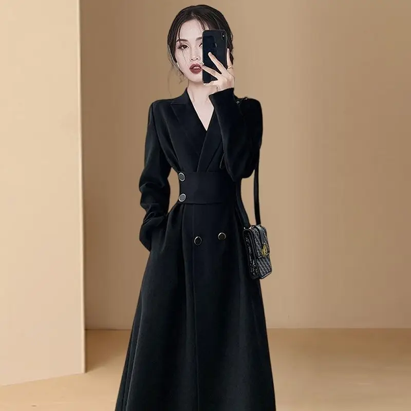 

Windbreaker Coat Dress High End 2023 New Listing Suit Spring And Autumn Style Slim Cover The Belly Elegant Fashion Commuting