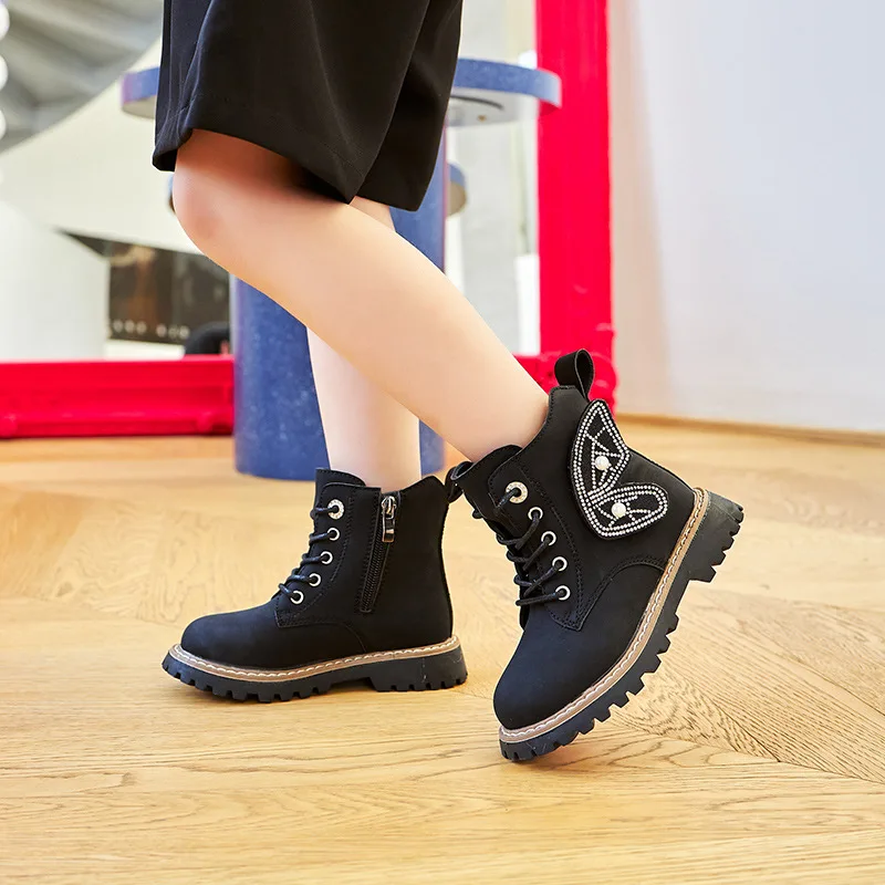 

Short Boots Soft Sole Kid Shoes Girls Shoes Princess Shoes for Kids Girls British Style Fashion Boys Leather Ankle Boots botas
