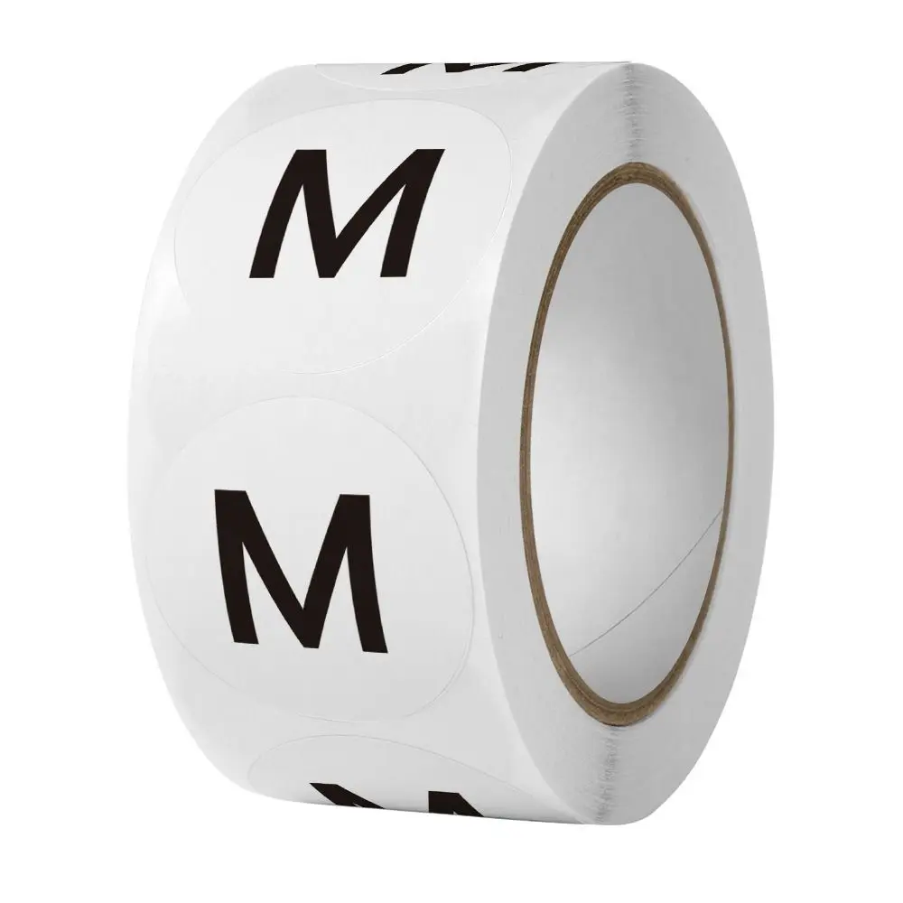 Universal Round Size Stickers: Self-Adhesive Clothing Labels