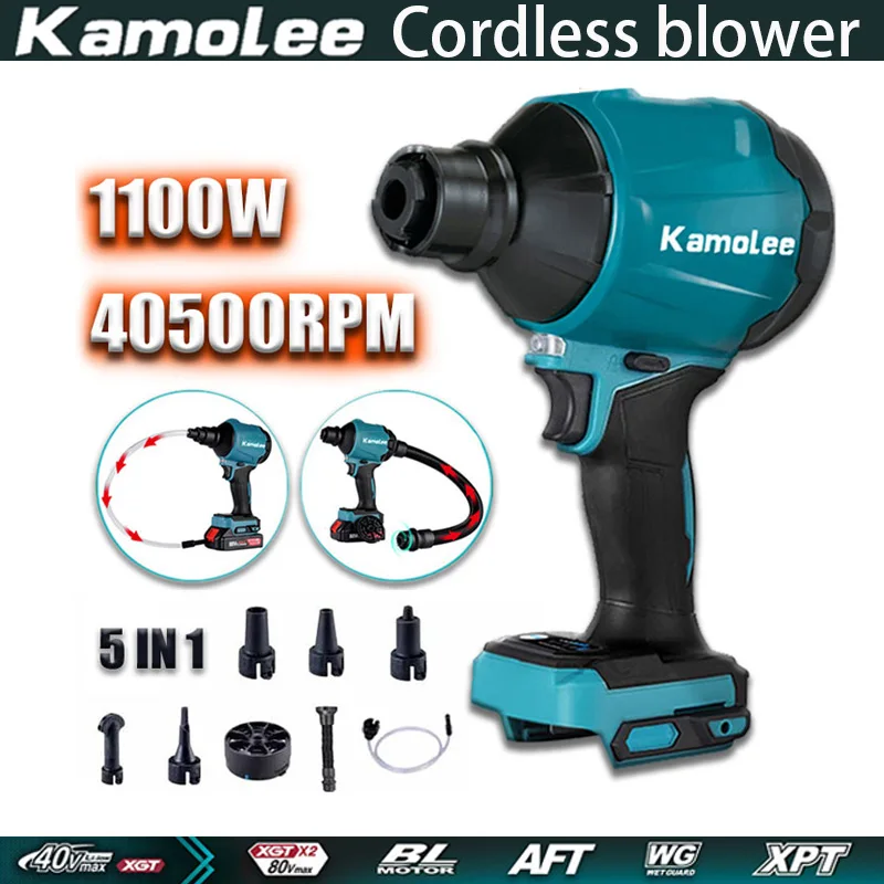 kamolee 40500rpm udara tanpa berus rumah tangga pembersih vakum pembersih vakum pembersih vakum cocok untuk makita 18v baterai Kamolee 1100W  Cordless  Air Blower 40500RPM Dust Blower Inflator Vacuum Multifunction Rechargeable Blower for Makita 18VBattery