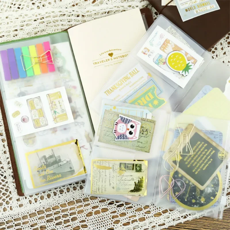 Fromthenon PVC Travelers Notebook Zipper Bag Storage Bag Card Holder Journal Supplies Planner Accessories Cute Stationery 4