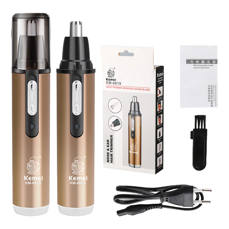 KEMEI KM-6619 electric nose hair trimmer  rechargeable LED display screen  electric nose hair trimmer  nasal cleaner ﻿