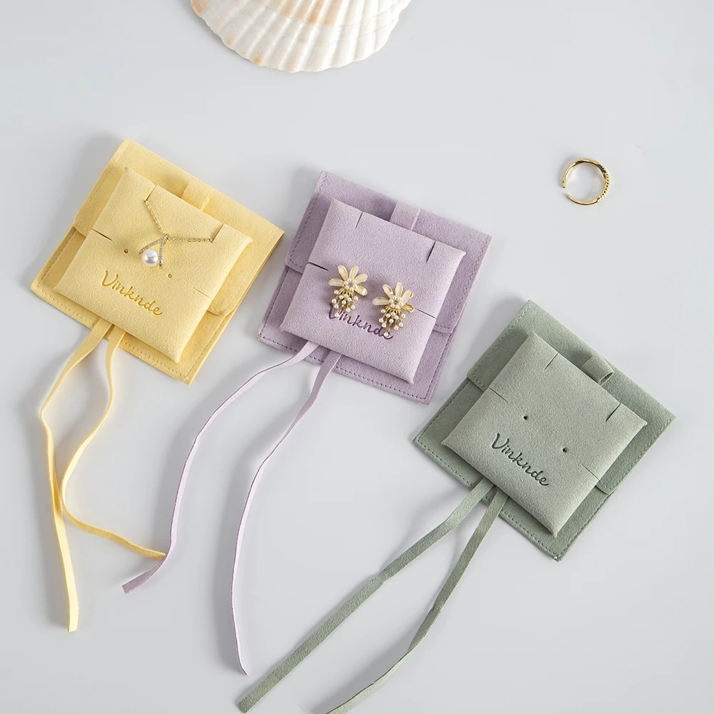 Maßgefertigter Mikrofaser-Schmuckbeutel aus Wildleder, Kleiner Samtbeutel für Schmuck, Ohrringe, Ringe, Halsketten, Verpackung & Präsentation, Geschenkbeutel mit Karte – Detail 3