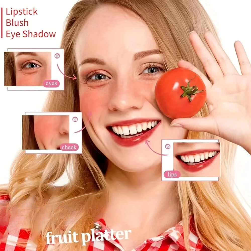 Strawberry Fruity Lip Tint Water Gloss Tint Moisturizing Waterproof Liquid Lipstick Non-Stick High Pigment Long-Lasting 4 Colors