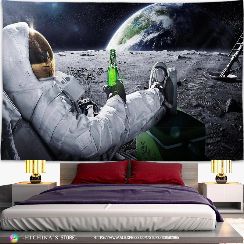 Weltraum Galaxy Universum Wandteppich Home Decor Planet Wandteppiche Sterne Wandbehang Wandbild für Schlafzimmer Astronaut Home Dekoration – Detail 17