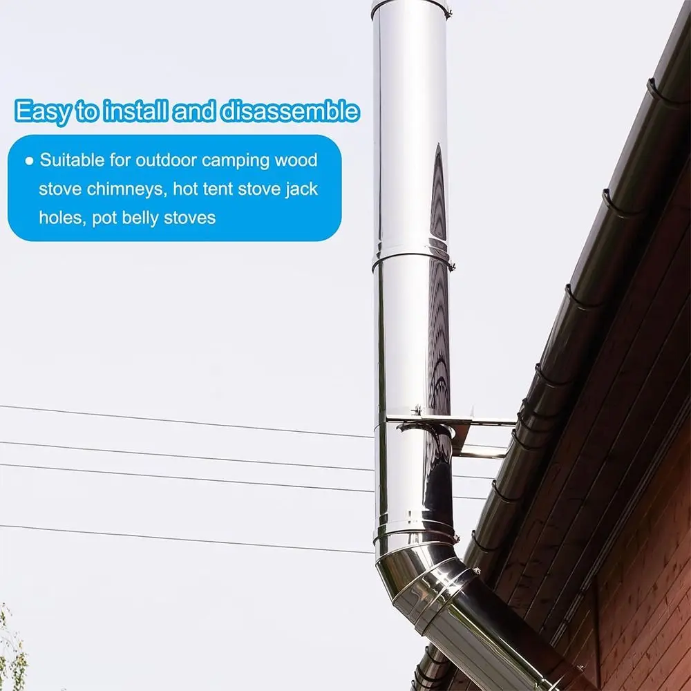 스테인리스 스틸 굴뚝 연장 튜브 직경 6CM 원형 굴뚝 파이프 벽난로 굴뚝 레인 캡 우드 스토브