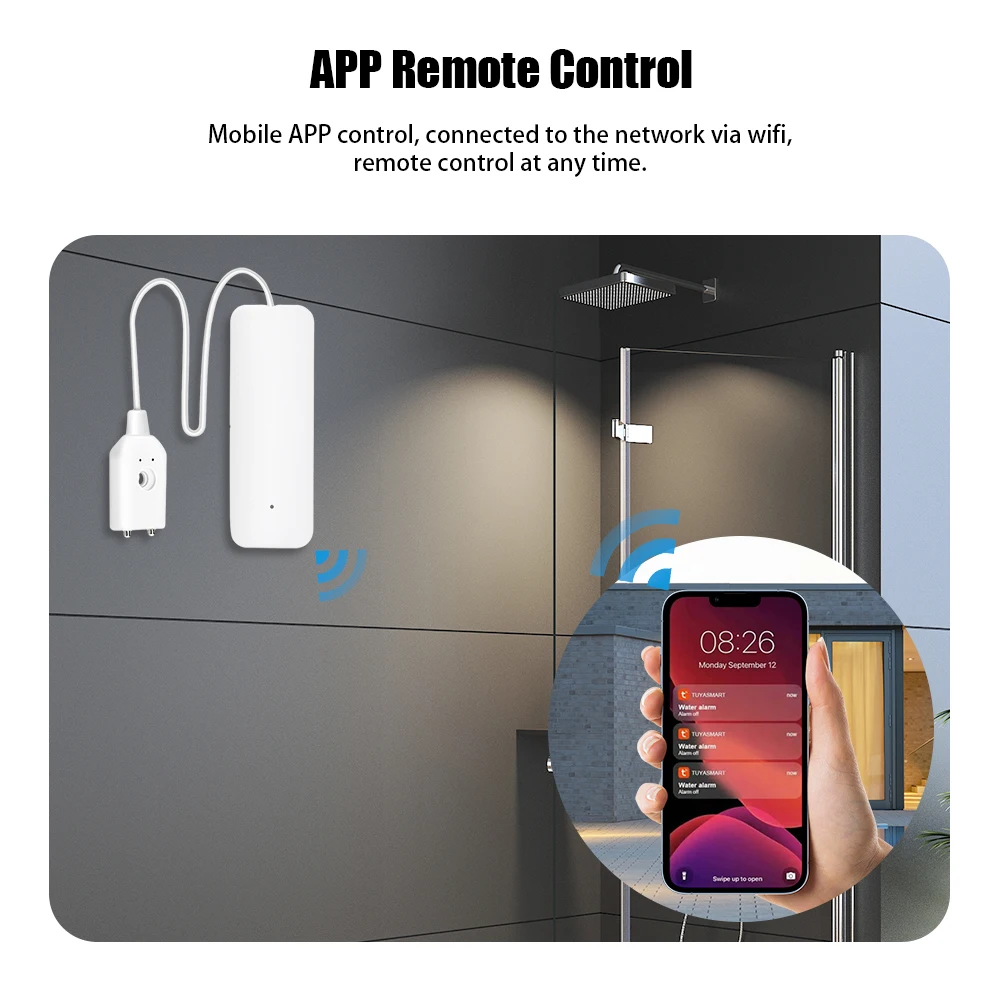 Tuya Smart Flood Leakage Sensor Remote Monitor WiFi Water Overflow Level Detector Water Leak Sensor Security Sound Alarm System water flood sensor smart siren alarm