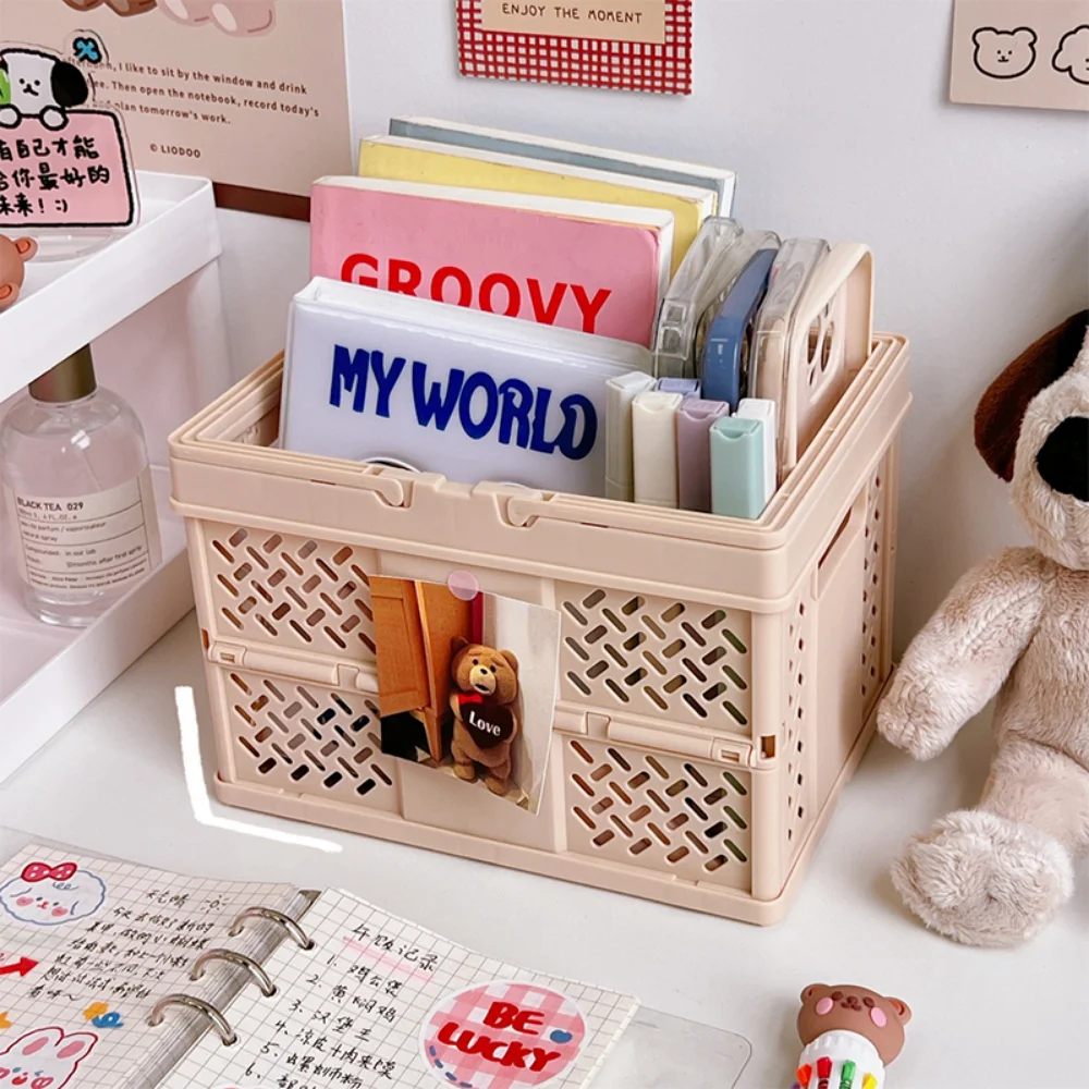 Stationery Organizer Stationery Storage Box Desktop Storage Kit Desktop Storage Box Desktop Storage Shelf 6 Style Folding Storage Basket Multi-Function Stationary Holder Office Desk Accessories