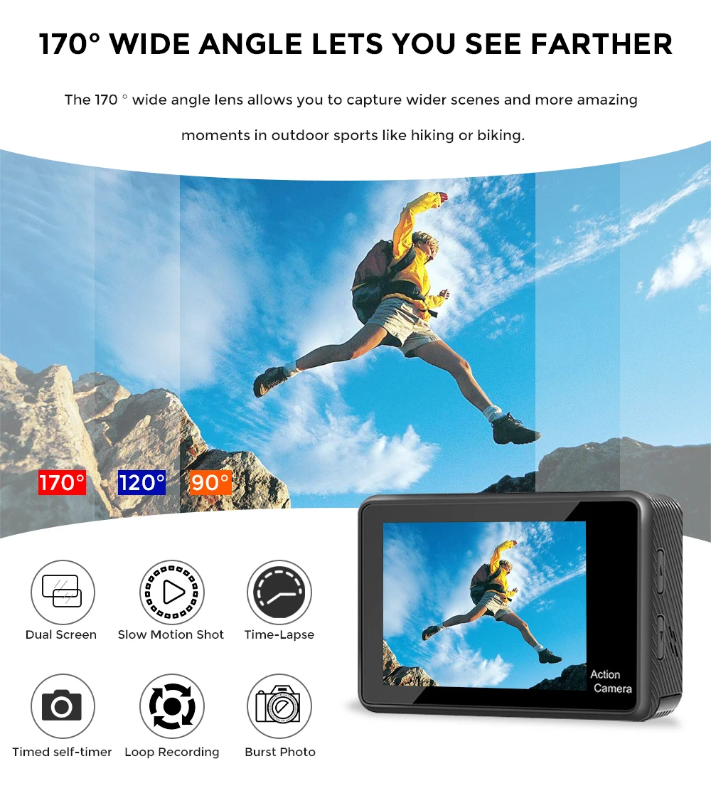 UHD 4K Action Camera WIFI Camcorders 170 go deportiva 2 inch Waterproof 30m Sport pro cm 60Fps Sony Lens small action camera