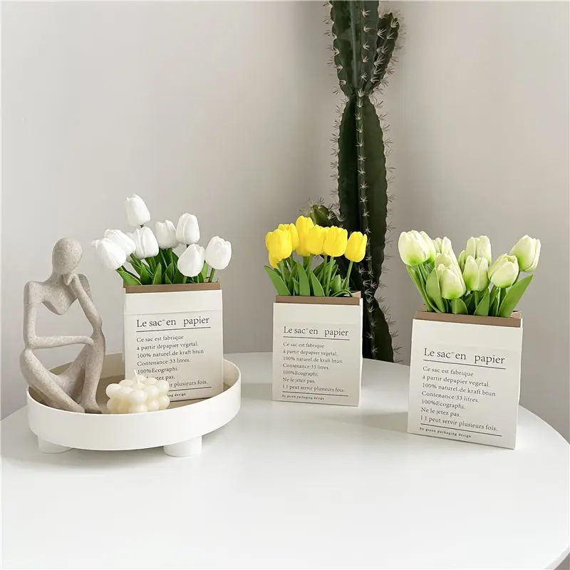 

Nordic Ins Wind Emulation Tulip Feel Moisturizing Simulation Flowers Wedding Photography Props Desktop Ornament Home Decorations