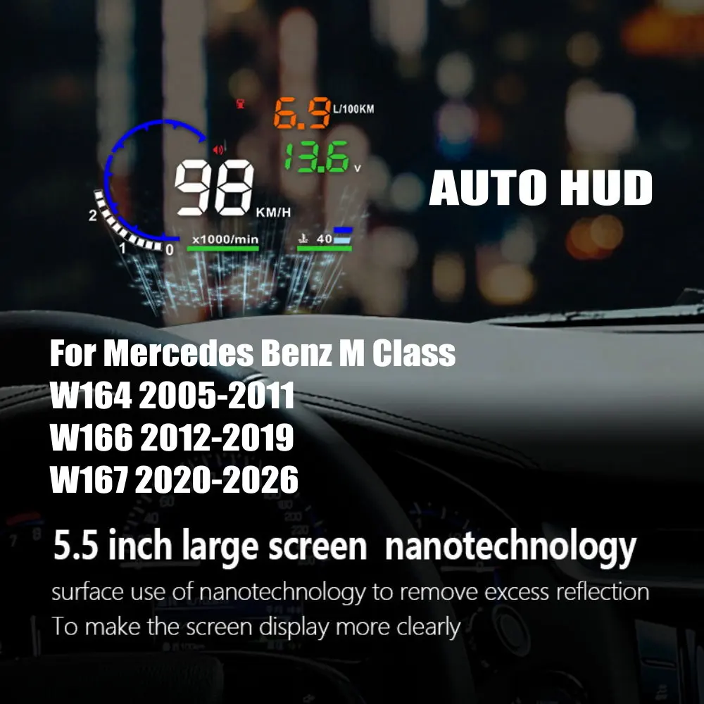 메르세데스 벤츠 M 클래스 W164 2005-2011 W166 2012-2019 W167 2020-2026용 차량 LED 앞유리 프로젝션 HUD 헤드업 디스플레이