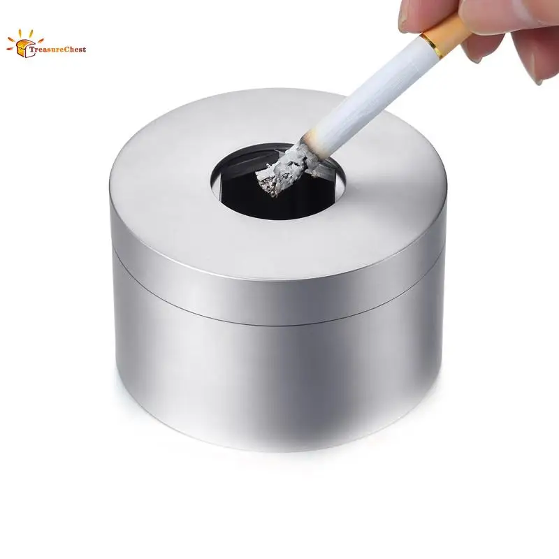 Creative Stainless Steel Ashtray With Cover European Style Personality