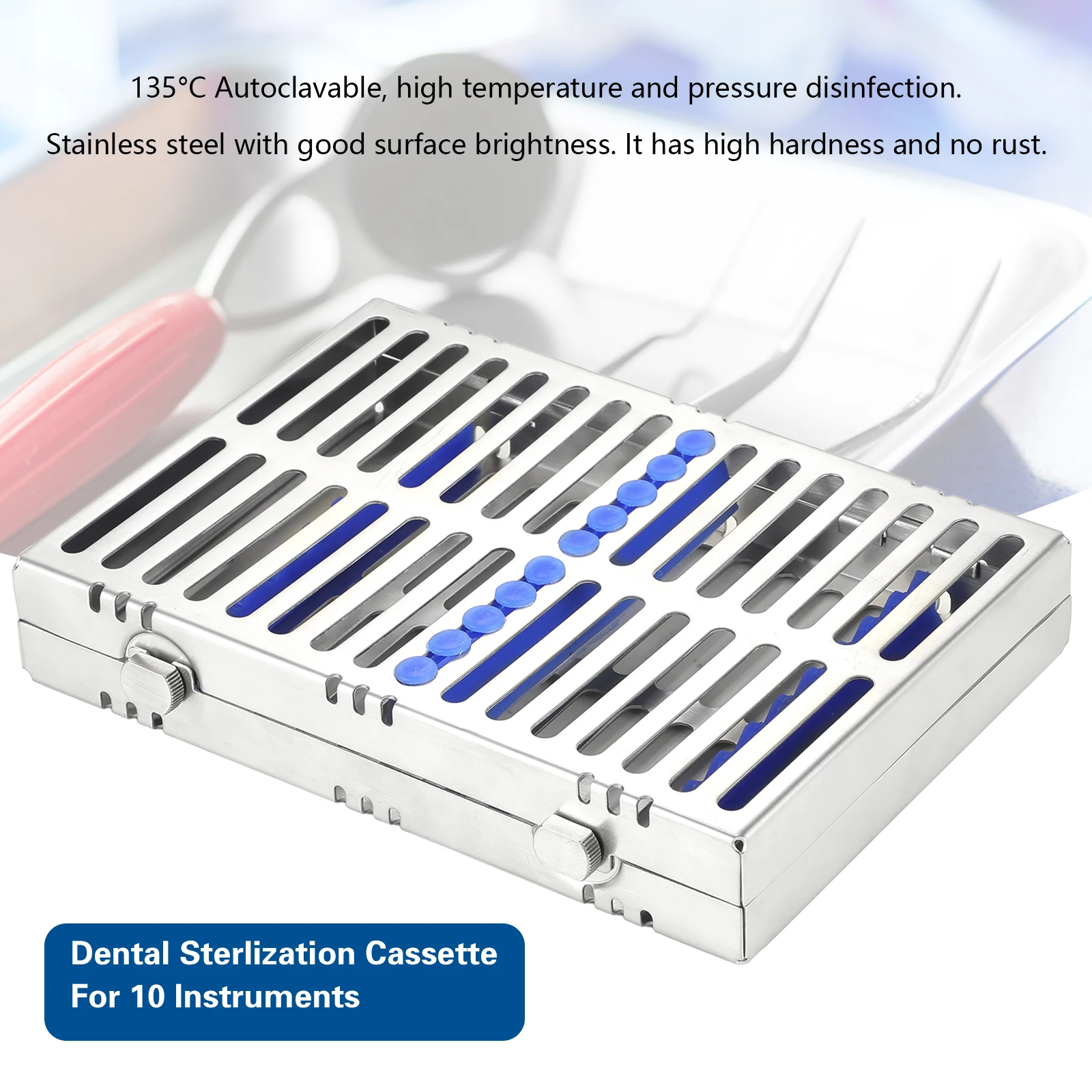 135°C Autoclavable Dental Sterilization Cassette for 5/10/20 Grid Instruments - Stainless Steel Dentistry Tools