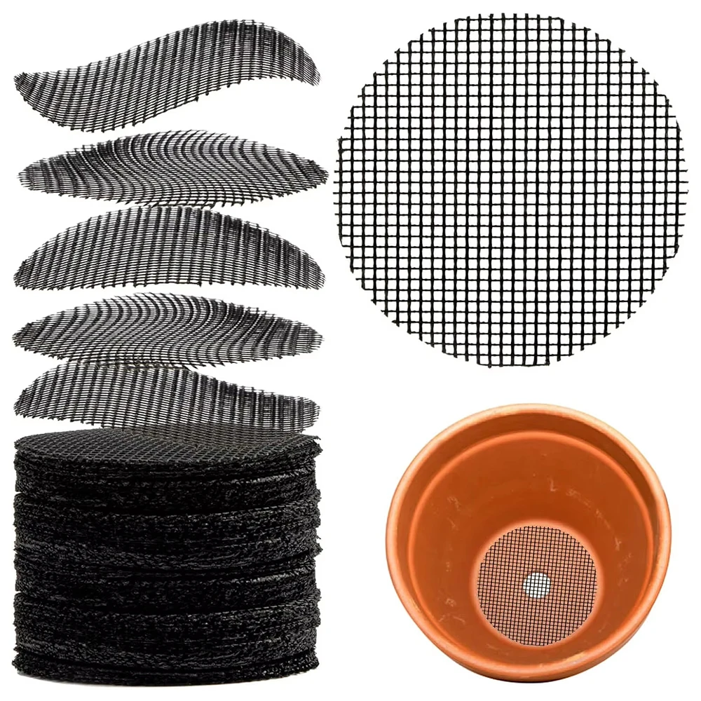 Flowerpot Gasket 50PCS Ceramic Leakproof Soil Large Diameter Breathable Insect-Proof Plastic Circular Mesh Pad