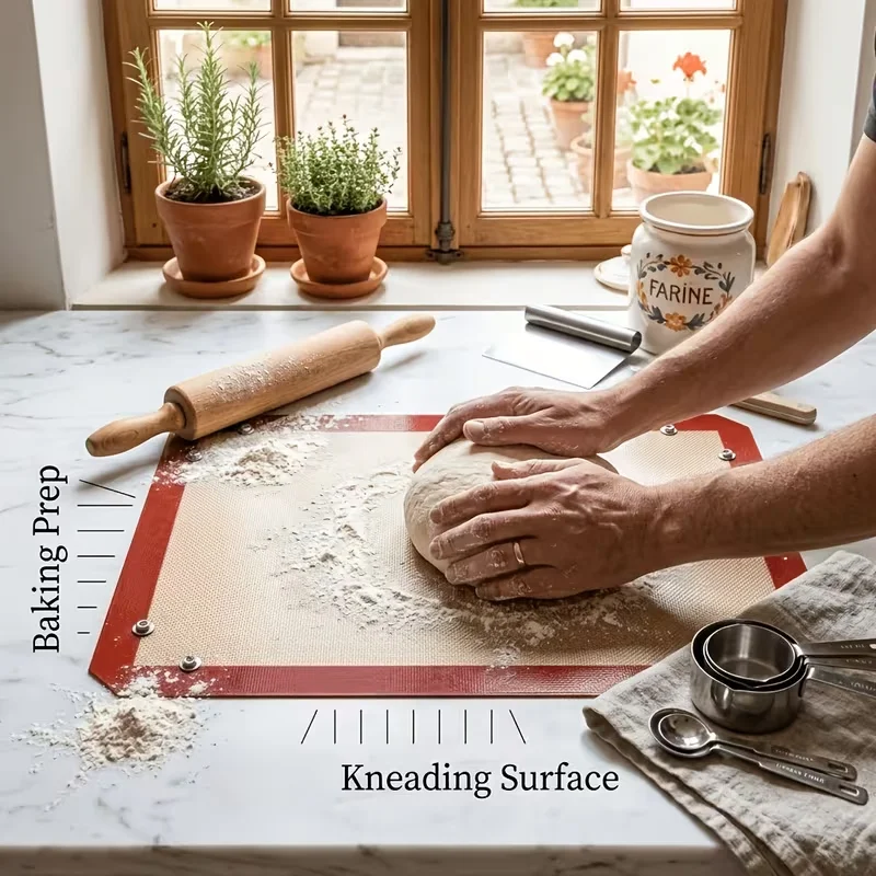Premium Reusable Silicone Baking Mat with Buttoned Design - Heat-Resistant, Large Size