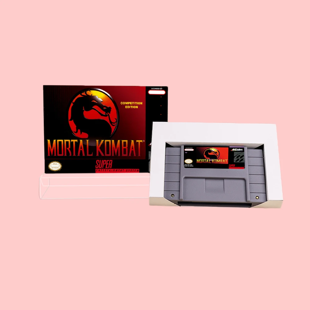 Mortal Kombat Game with Box 16 Bit Action Game Card for USA NTSC EUR PAL Version SNES Video Console