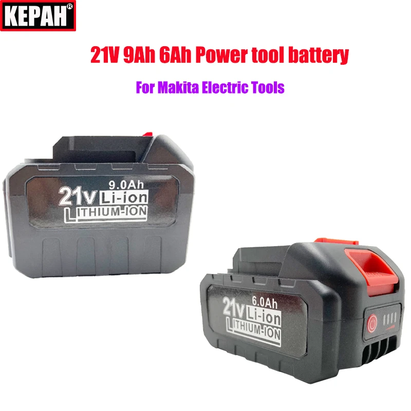 Batteria Al Litio Durevole Ad Alta Potenza 21V 9Ah 6Ah, Caricabatterie, Adatta Per Utensili Elettrici Serie Makita 21V, Pistole Ad Acqua Ad Alta Press