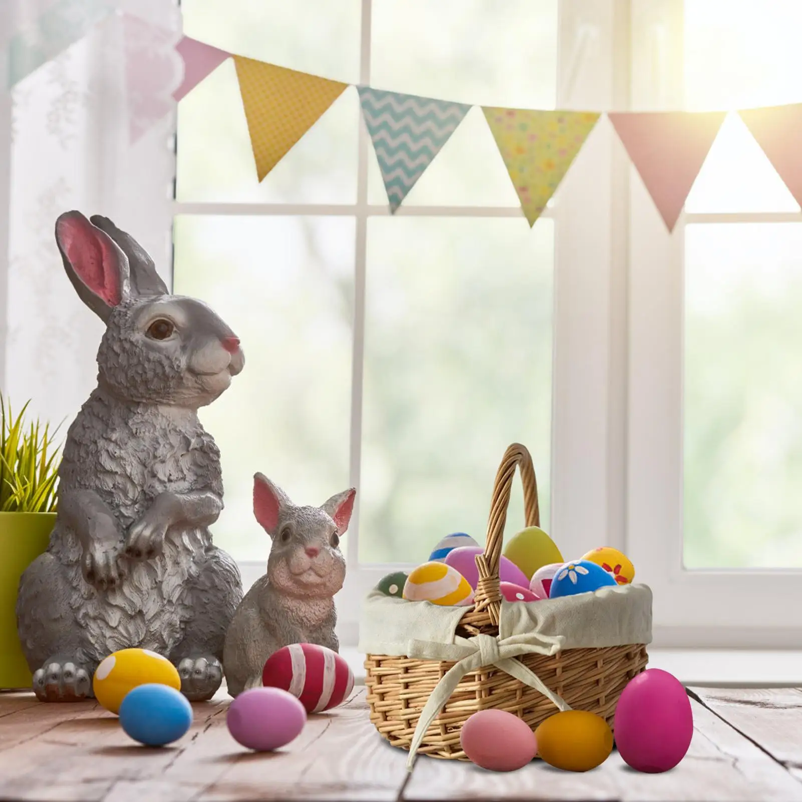 Easter Oval Willow Woven Basket for Fruit Wicker Basket with Handles Woven Willow Storage Basket for Gathering Picnic Wedding