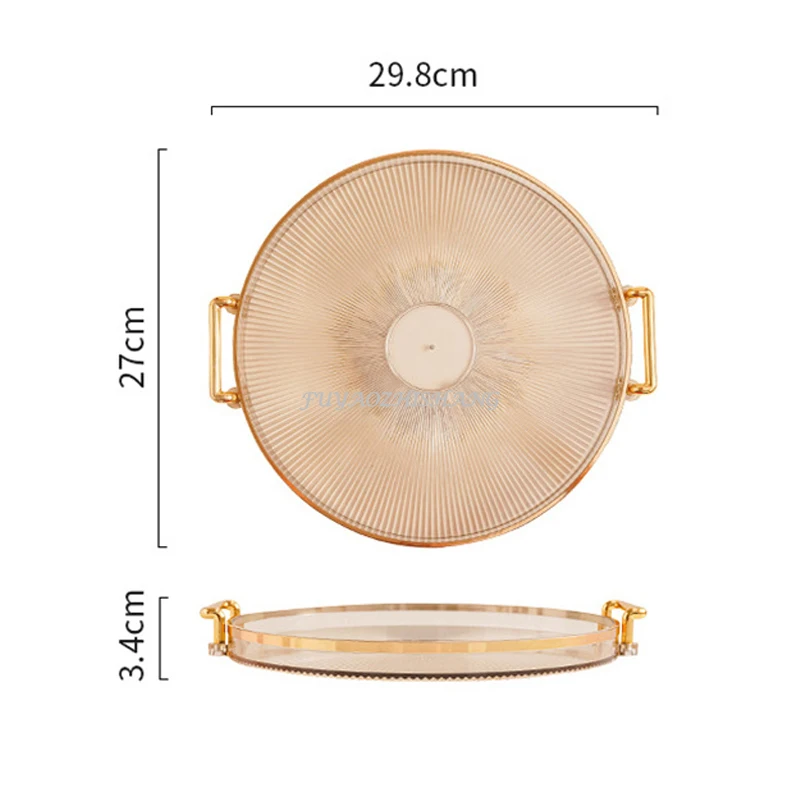 Round Storage Tray Home Living Room Coffee Table Tea Cup Storage Plate Acrylic Tray Aromatherapy Organizer Home Decor storage tray
