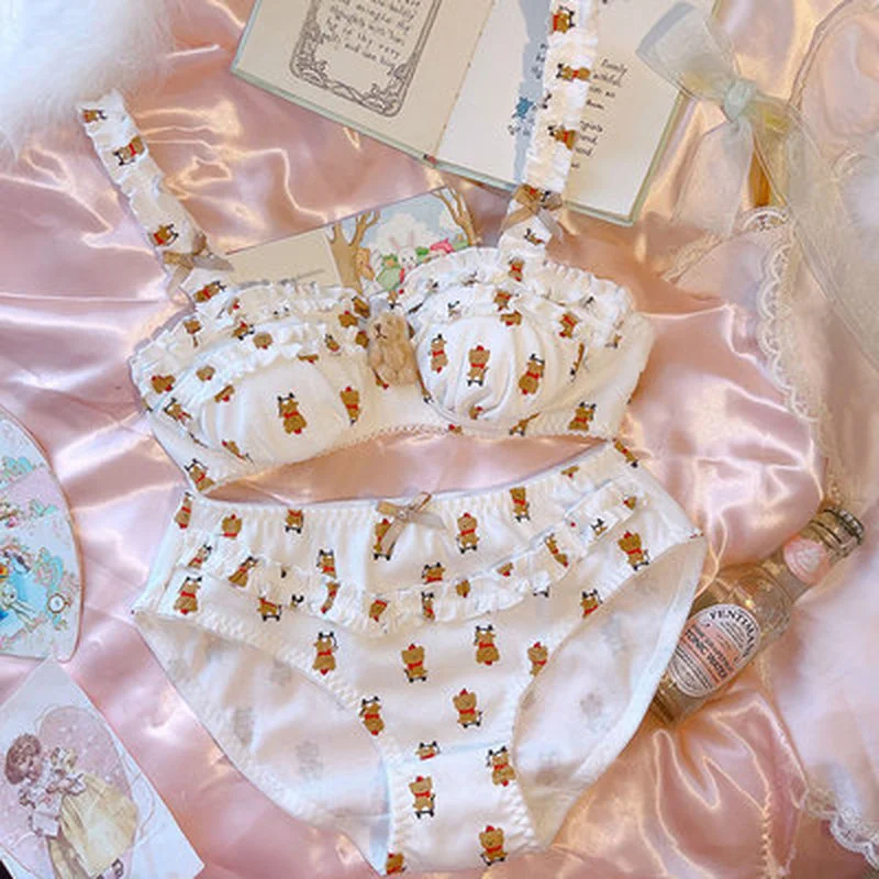 Lolita Cute Sweet Ultra Thin Bras and Panty Set Princess Underwear Ruffle  Bra Brief Thong Set for Young Girl Lingerie Sexy Girls - AliExpress