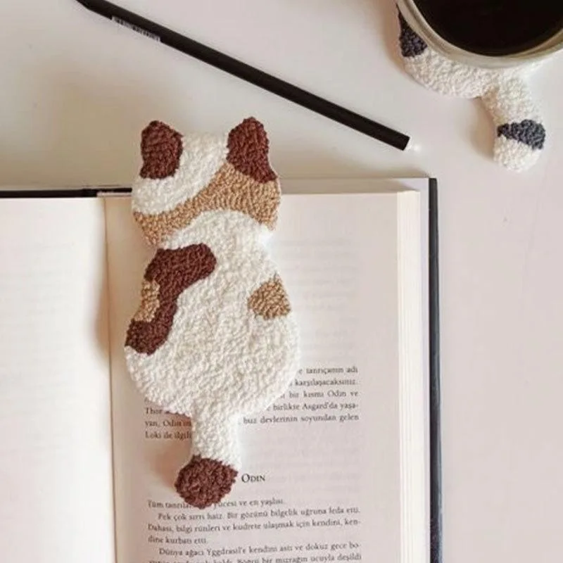 DIY Cute Cat Punch Needle Coaster Kit Tufting Coaster Kit Beginner Magic Needle Embroidery kit with Yarn Rug Hooking Design