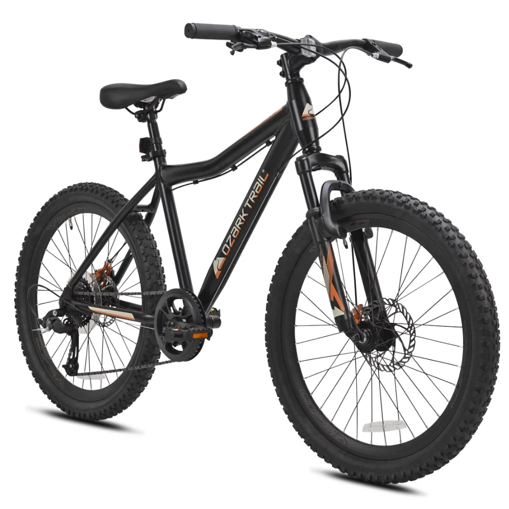 8 Speed Black Ozark Trail 24 in. Youth Glide Aluminum Mountain Bicycle with Front Suspension 2