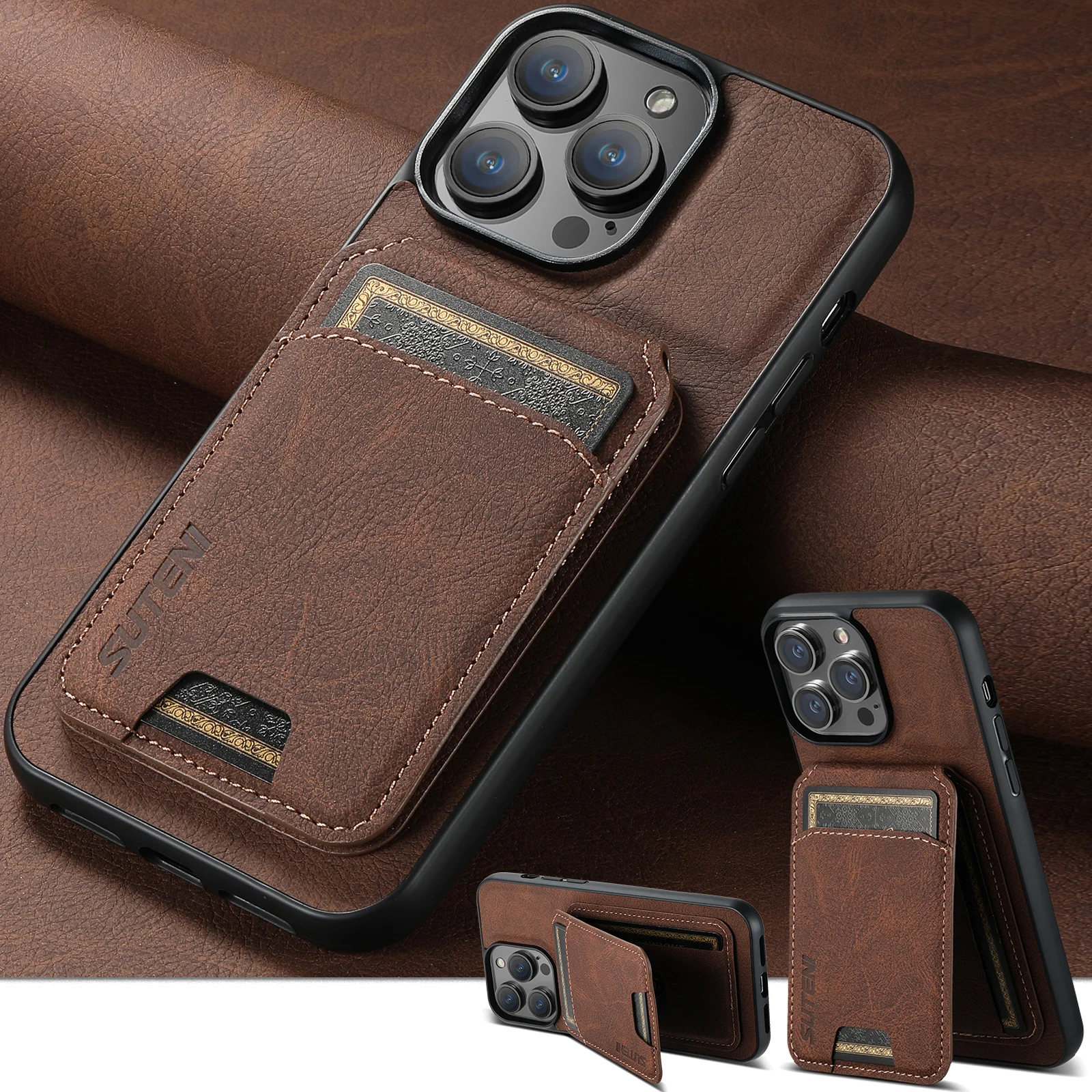SUTENI Luxury PU Leather Card Holder Phone Case