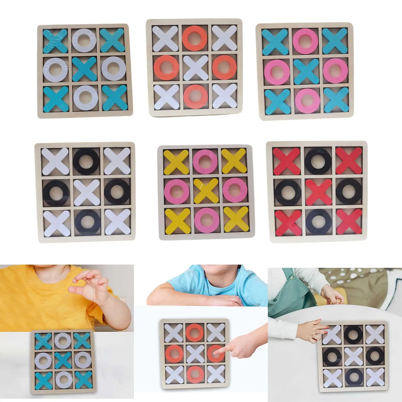 Tic Tac Toe Leisure Intelligent Hand Crafted Tabletop Blocks Xo Chess Board Game Per Le Famiglie Regali Di Festa Indoor Outdoor