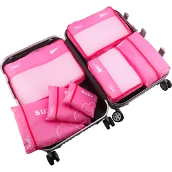 Ultimate 7 - Piece Travel Packing Organizer Set: Breathable Mesh and Durable Design for Effortless Organization (Rose red)
