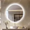 Large Round LED Bathroom Vanity Mirror Anti-Fog with Brighter Lights for Makeup Wall Mount Smart Touch 3