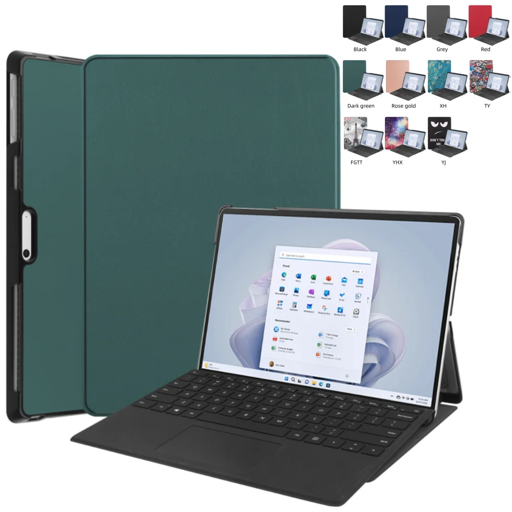 Premium Leather Flip Stand Case for 13-Inch Tablets - Hard PC Back Cover