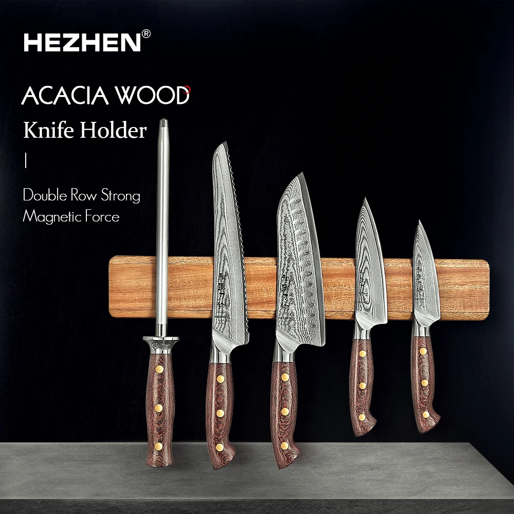 Hezhen-soporte magnético para cuchillos, 400mm, accesorios de cocina, herramientas de almacenamiento de cuchillos de madera, madera de Acacia, este es un soporte sin cuchillo