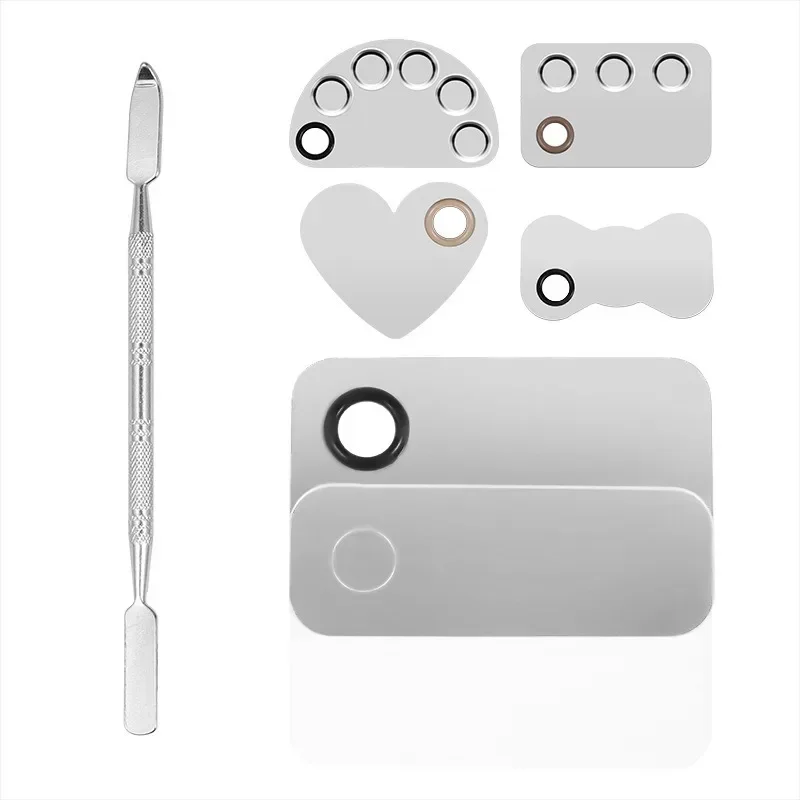 

Cross Border Stainless Steel Nail Makeup Color Palette with Color Bar, Leaf Vein Knife, Matte Bag Packaging