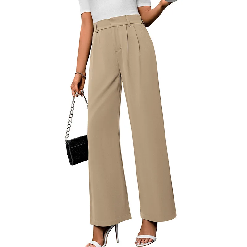 Women's Casual Comfortable Temperament Commuter High-waisted Wide-leg Trousers Loose Straight Leg Trousers