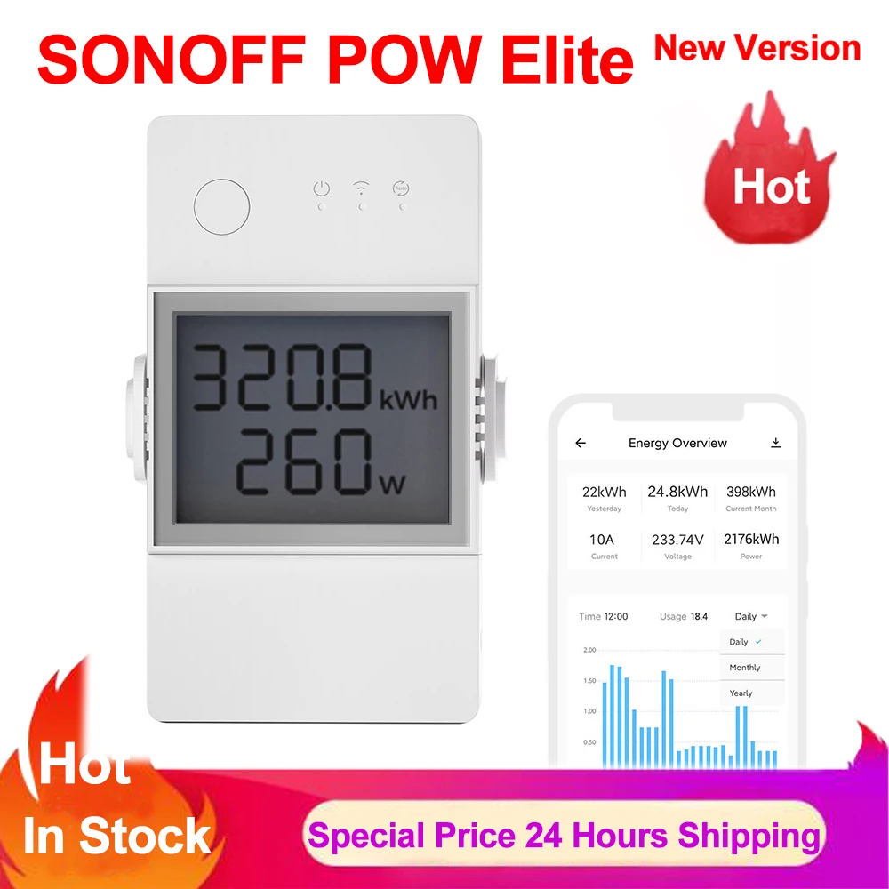 Sonoff Pow Elite Wifi Smart Power Meter Switch 16A 20A Tensione Di Corrente Di Alimentazione Consumo Energetico Combinato In Tempo Reale Risparmia Ene