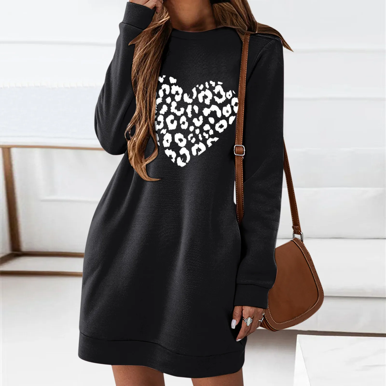 ANGYFIT Womens Casual Dresses Round Neck Long Sleeve 5