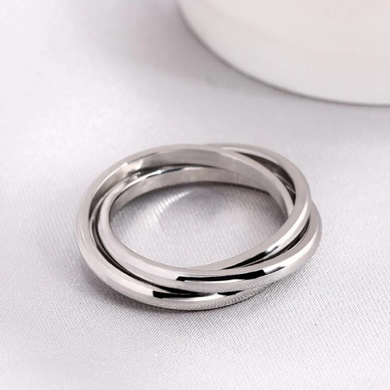 Classical Triple Ring Interlocked Rings Wedding Jewelry Accessories Fashion Three In One Sets Stainless Steel Rings Women Gift